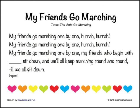 My Friends Go Marching Circle Time Songs, Circle Time Activities, Preschool Circle Time ...