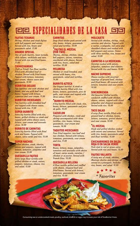 El Mezcal Mexican Restaurant Ocala menu in Ocala, Florida, USA