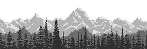 Premium Vector | Black and white landscape spruce forest against the ...