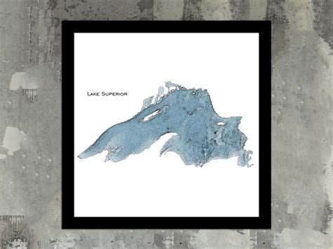 Lake Superior Depth Chart Map Bathymetric Topographic Print, Great ...