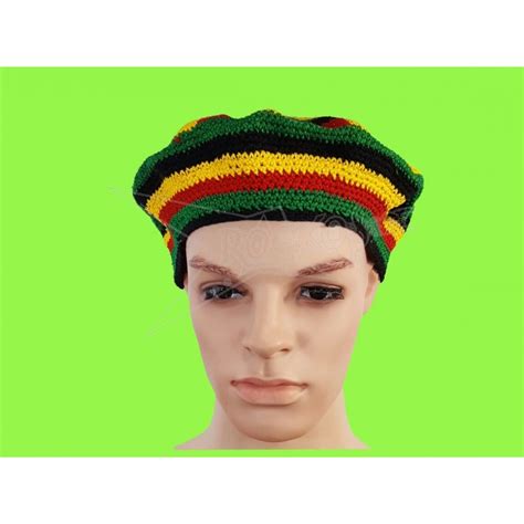 Crochet – Rasta Colors Beret Hat - Rockos Online Store