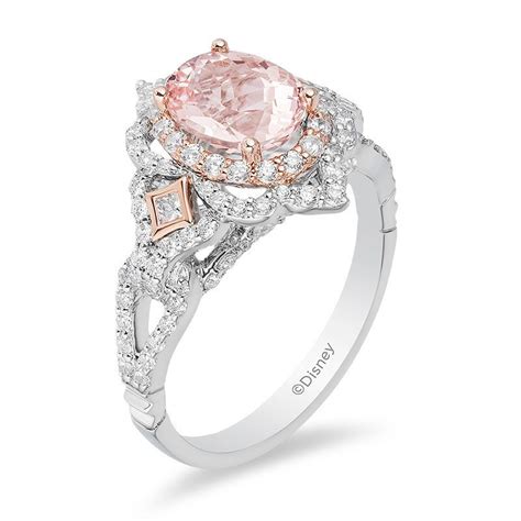 Enchanted Disney Aurora Oval Morganite and 3/4 CT. T.W. Diamond Scallop ...