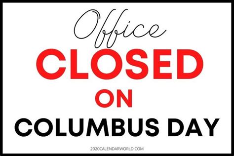 Columbus day closed sign for office printable | Closed signs, Day, Signs