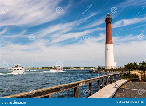 Barnegat Inlet and Lighthouse in Long Beach Island Stock Photo - Image ...