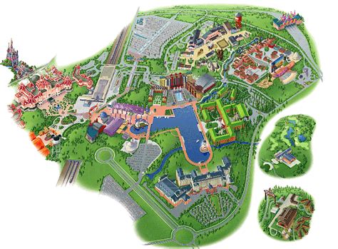 Plans des parcs Disney à Disneyland Paris avec la carte d'information