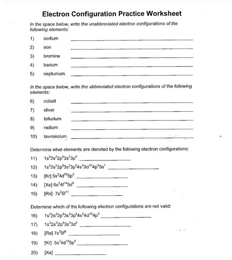 Solved Electron Configuration Practice Worksheet In the | Chegg.com