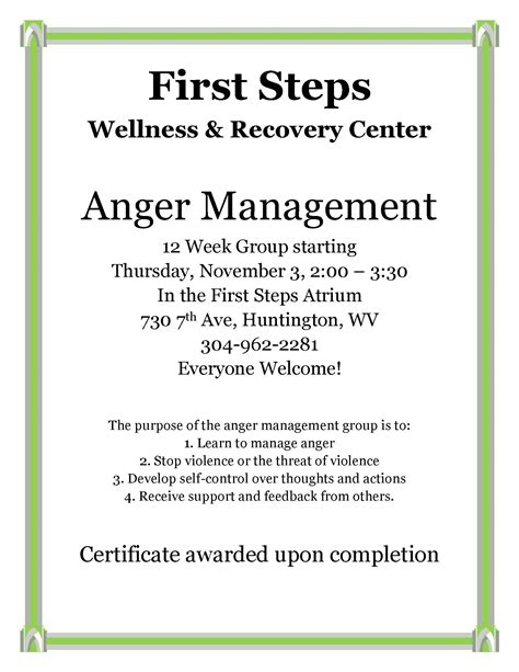 First Steps Wellness & Recovery Center Anger Management – Cabell County ...