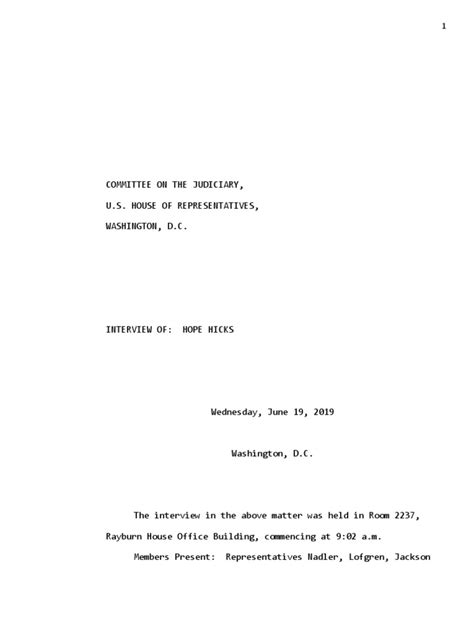 Hicks Transcript | PDF | Testimony | Government