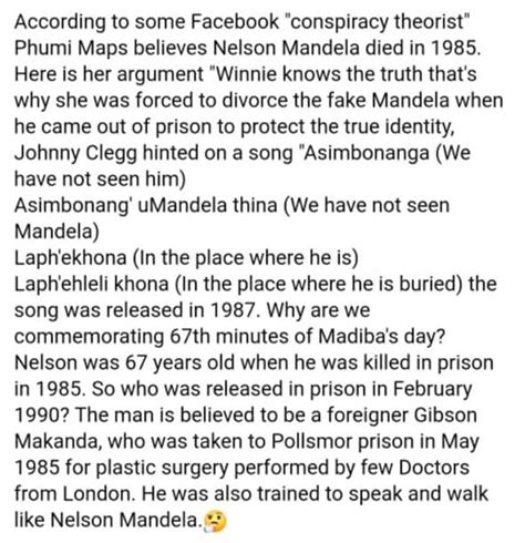 Thread by @uPhakamileN: The real Nelson Mandela died in 1985. He was replaced by an oke called ...