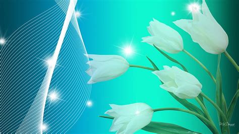 White Tulips Sparkle, stars, glitter, shine, spring, cyan, sparkle, gradient, HD wallpaper | Peakpx