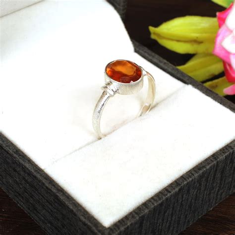 Hessonite Garnet Ring Sterling Silver Ring Indian Handmade - Etsy