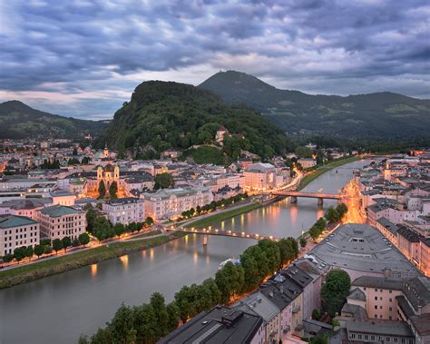 Aerial View of Salzburg and Salzach River, Austria | Anshar Images