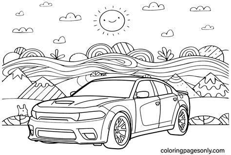 Dodge Charger 2019 Coloring Page - Free Printable Coloring Pages