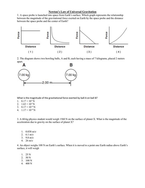 Law of Universal Gravitation Examples