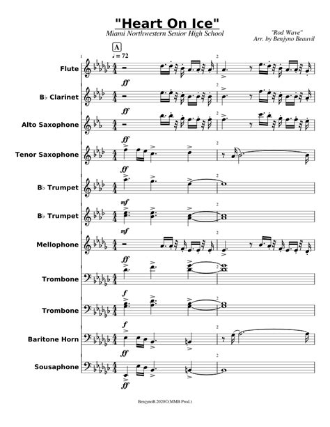 "Heart On Ice"- Rod Wave Sheet music for Trombone, Mellophone, Flute ...