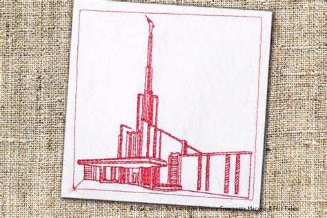 Atlanta Georgia LDS Temple - Lineart Machine Embroidery Designs - Redwork101