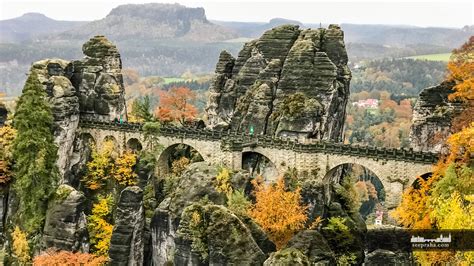 Saxon Switzerland national park. View of the Bastei bridge from the ...