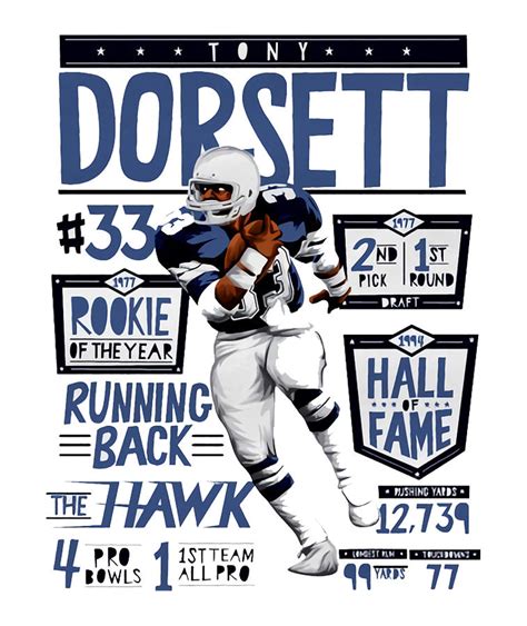 Tony Dorsett Stats Digital Art by Kelvin Kent - Pixels