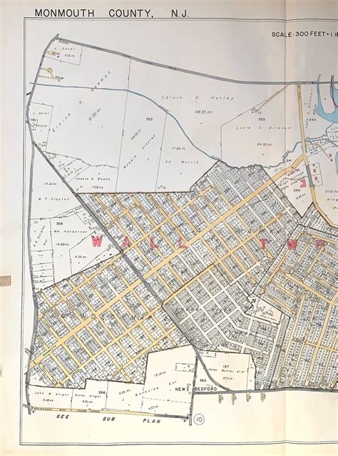 Wall Township Map, Original 1941 Monmouth County New Jersey Atlas ...