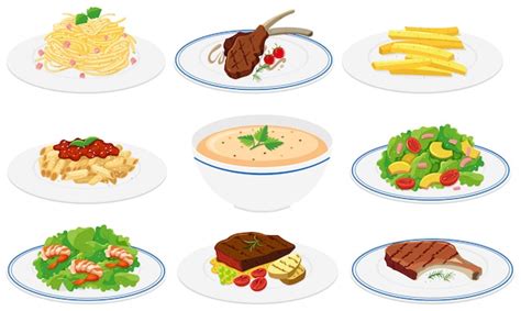 Free Vector | Set of healthy dishes