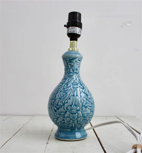 Vintage Blue Ceramic Lamp, Vintage Blue Table Lamp, Small Blue Lamp, Pottery Style Lamp, Blue ...