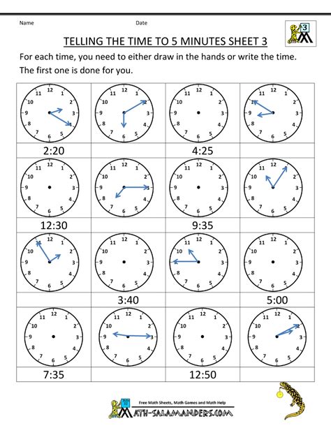 Telling Time Clock Worksheets to 5 minutes | Time worksheets, Telling time worksheets, Clock ...