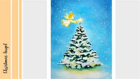 😇 LITTLE CHRISTMAS ANGEL | Watercolor Christmas Card | Easy - All ...