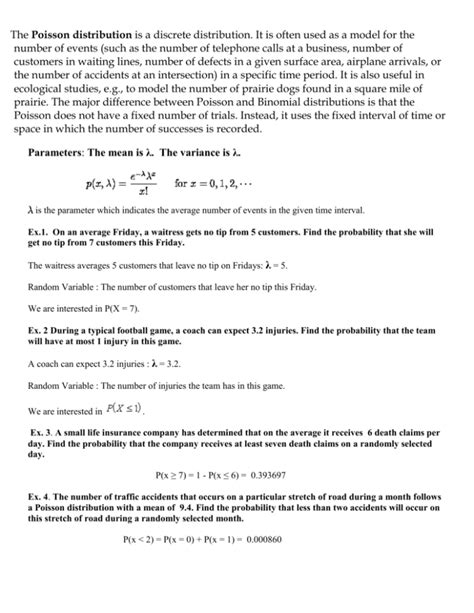 Poisson distribution examples