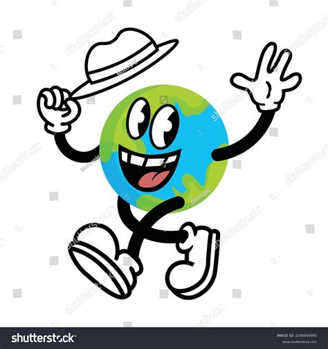 Vintage Cartoon Earth Globe Mascot Illustration Stock Vector (Royalty ...