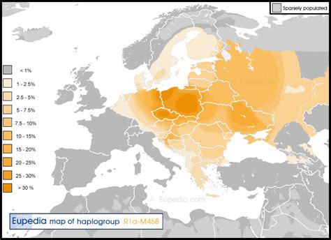 Distribution of haplogroup R1a-M458 in Europe | Hominidos, Antropología ...