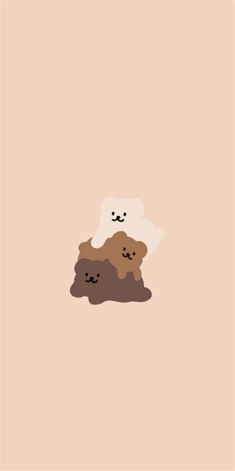 Download Pastel Aesthetic Brown Background Three Bears | Wallpapers.com