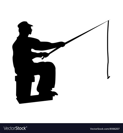 Fisherman silhouette black Royalty Free Vector Image