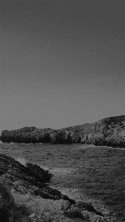 One Sunny Day Beach Rock Sea Nature Black Bw Android - Android, Beach ...