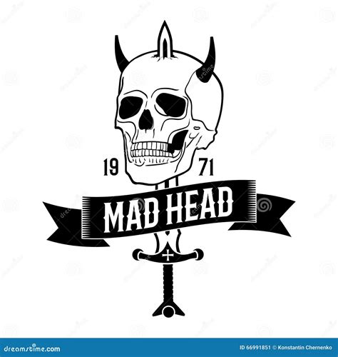 Skull emblem with sword stock vector. Illustration of jolly - 66991851