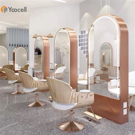 Yoocell Best Selling Luxury Salon Mirror Gold Styling Station Hair ...