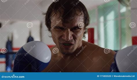 Angry Caucasian Man in Boxing Ring Stock Footage - Video of boxer ...