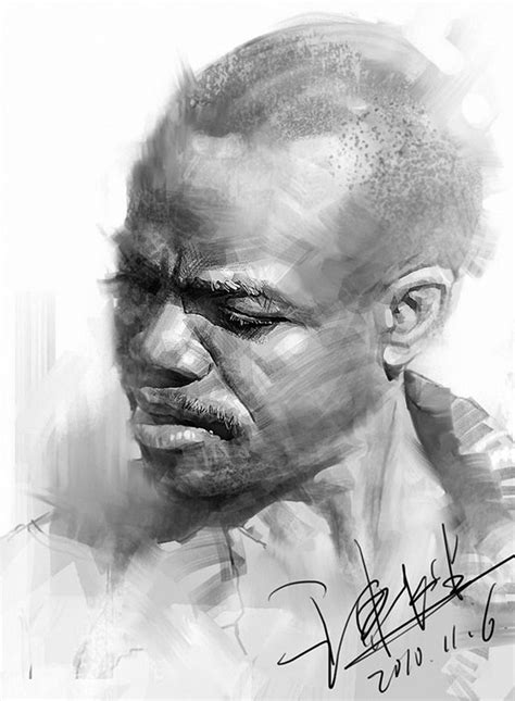 African-American black man digital portrait drawing, 2010 ...