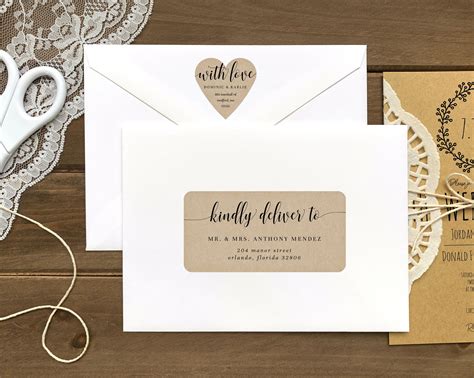 Printable Wedding Envelope Address Labels and Heart Return Address