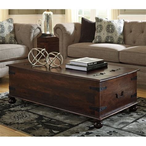 Ashley Holifern Coffee Table with Storage in Warm Brown - T896-20