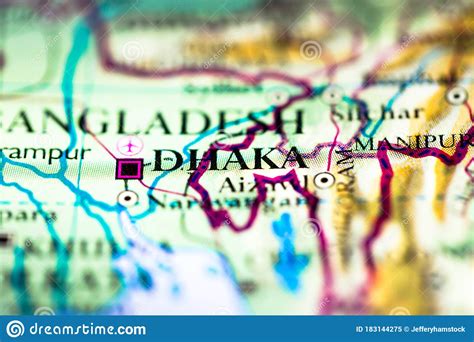 Shallow Depth of Field Focus on Geographical Map Location of Dhaka ...