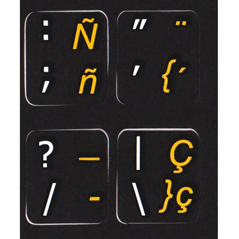 SPANISH TRADITIONAL-ENGLISH KEYBOARD STICKER BLACK | Online-Welcome.com