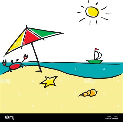 Cool vector sunny vector illustration of a beach Stock Vector Image ...