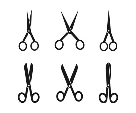 Set of open black scissors vector icon on white background 25422919 Vector Art at Vecteezy