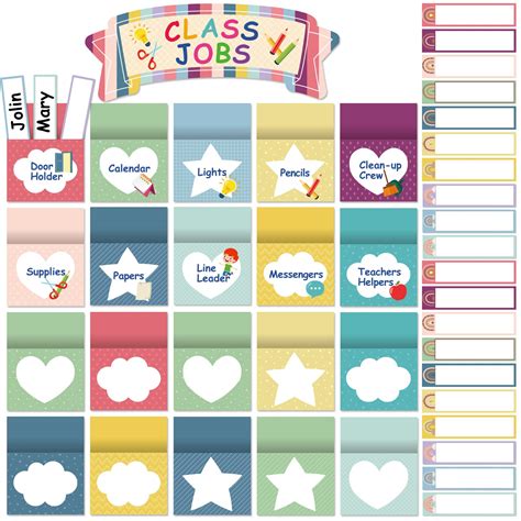 Buy 81PCS Class Jobs Chart Bulletin Board Boho Rainbow Classroom Job Chart Set with Name Tags ...
