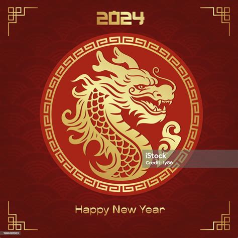 New Year 2024 Year Of The Dragon 2024 Vector Illustrations Stock Illustration - Download Image ...