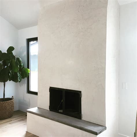 White Tadelakt Fireplace - Living Plasters