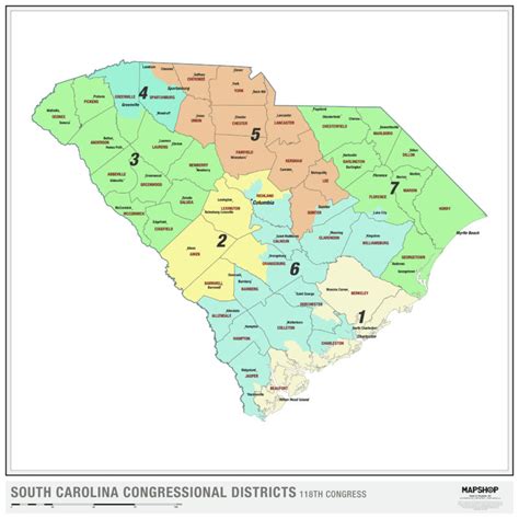 South Carolina 2022 Congressional Districts Wall Map by MapShop - The ...