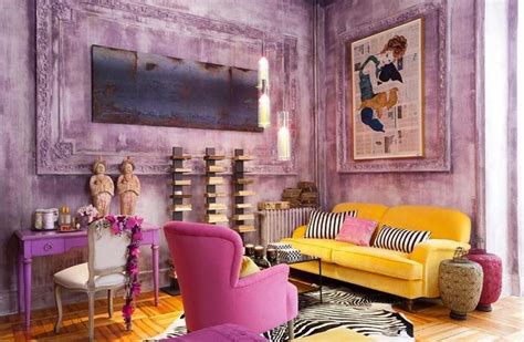 Yellow, Pink and Mauve Living Room - Interiors By Color