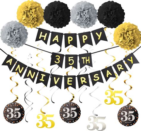 Amazon.com: 35th Anniversary Decorations Supplies Kit - 35th Wedding ...