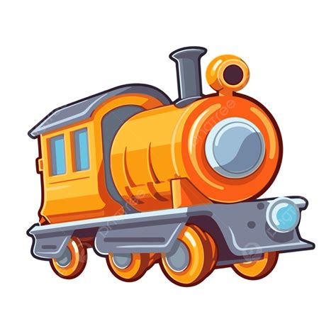 Orange Cartoon Old Steam Engine Vector Clipart, Locomotor, Sticker, Cartoon PNG and Vector with ...